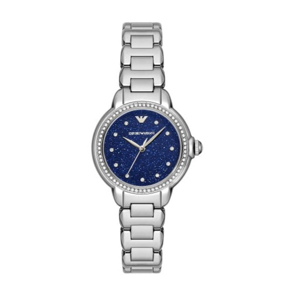  Shop Authentic Emporio Armani Mia Three Hand Crystals Blue Dial Silver Steel Strap Watch For Women - AR11630 - Luxxuri