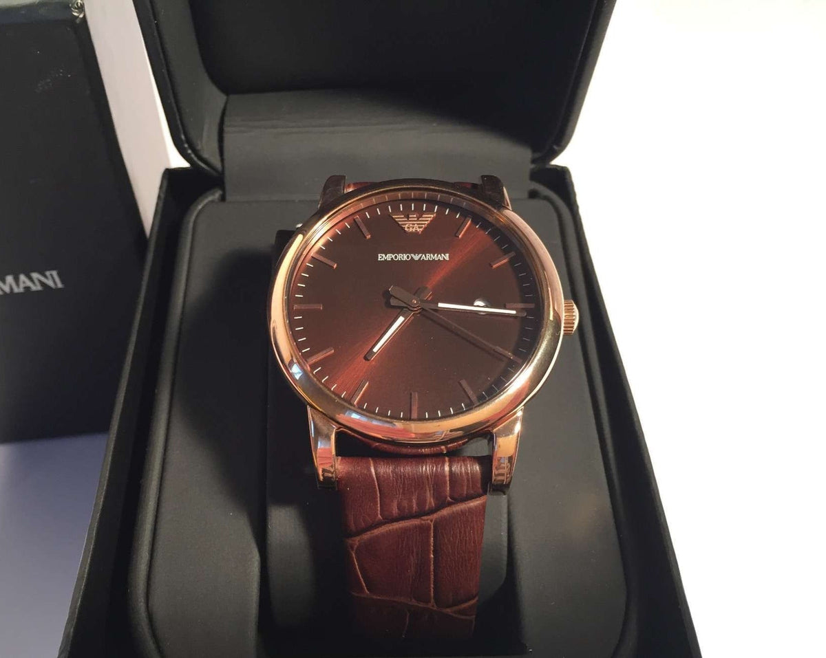  Shop Authentic Emporio Armani Luigi Classic Brown Dial Brown Leather Strap Watch For Men - AR2503 - Luxxuri
