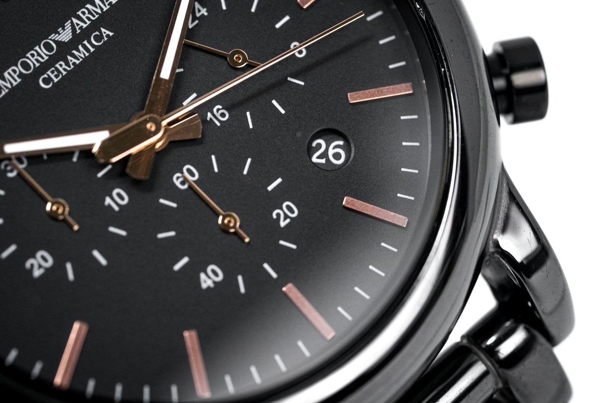 Shop Authentic Emporio Armani Luigi Ceramic Chronograph Black Dial Black Strap Watch For Men - AR1509 - Luxxuri