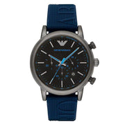  Shop Authentic Emporio Armani  Luigi Chronograph Black Dial Blue Rubber Strap Watch For Men - AR11023 - Luxxuri
