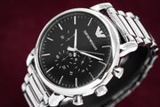  Shop Authentic Emporio Armani Luigi Black Dial Silver Steel Strap Watch For Men - AR1894 - Luxxuri