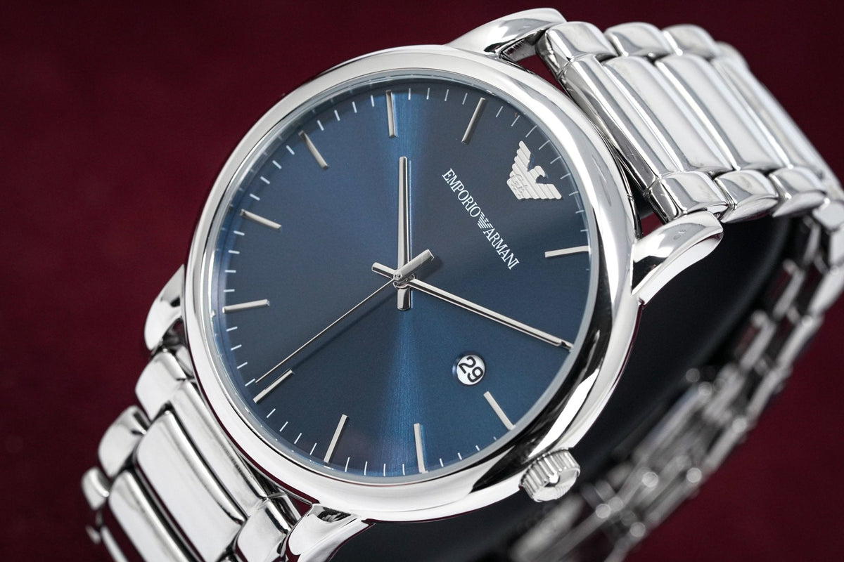  Shop Authentic Emporio Armani Luigi Blue Dial Silver Steel Strap Watch For Men - AR11089 - Luxxuri