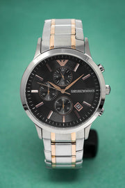  Shop Authentic Emporio Armani Renato Chronograph Black Dial Two Tone Steel Strap Watch For Men - AR11165 - Luxxuri