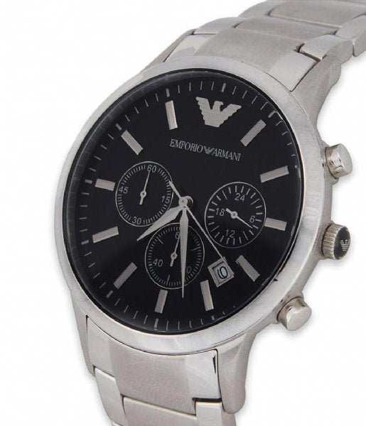  Shop Authentic Emporio Armani Classic Chronograph Black Dial Silver Steel Strap Watch For Men - AR2434 - Luxxuri