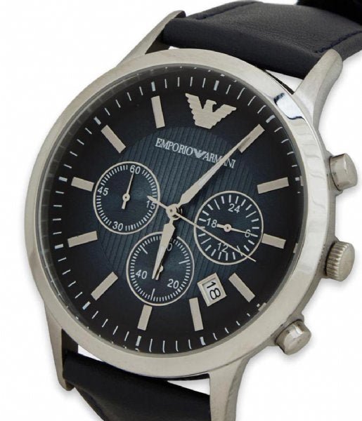  Shop Authentic Emporio Armani Classic Chronograph Blue Dial Blue Leather Strap Watch For Men - AR2473 - Luxxuri