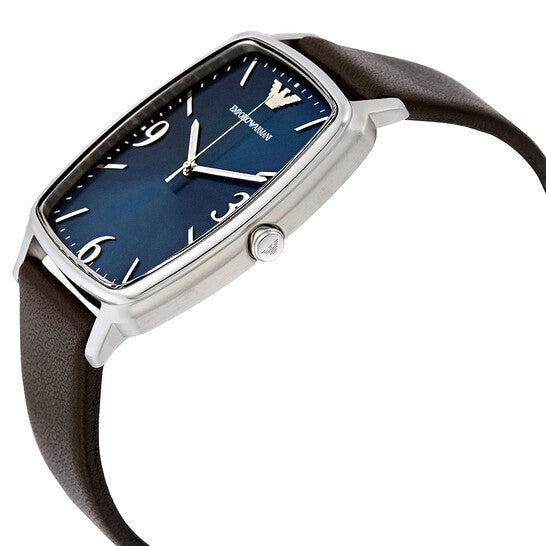  Shop Authentic Emporio Armani Retro Quartz Blue Dial Black Leather Strap Watch For Men - AR2491 - Luxxuri