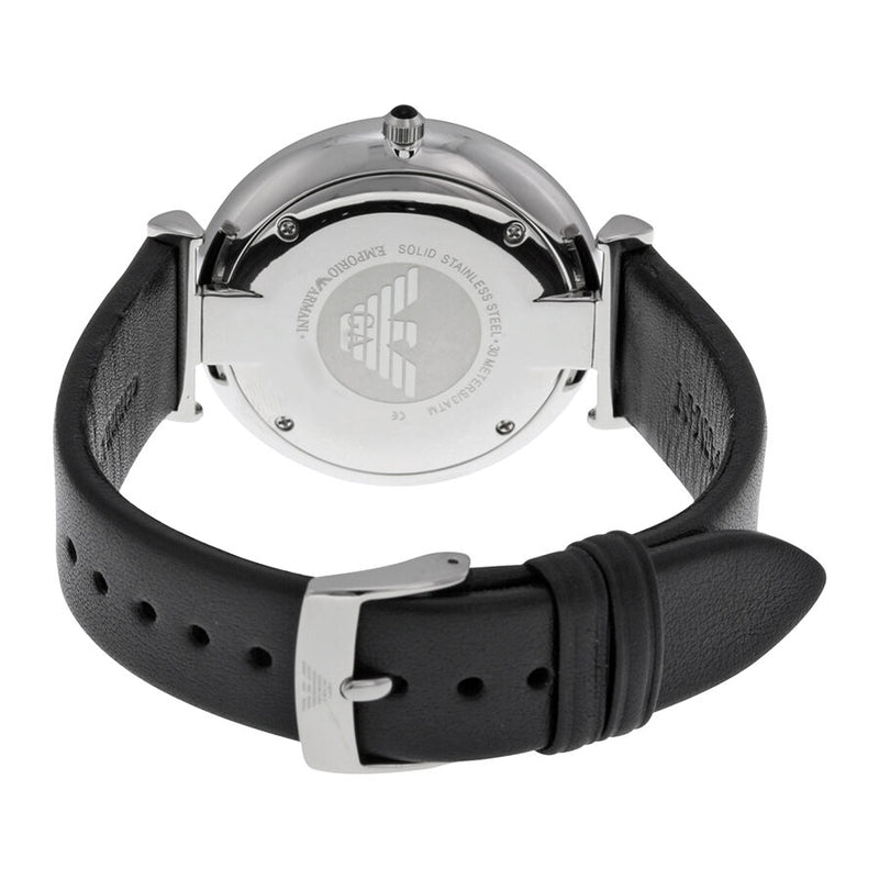  Shop Authentic Emporio Armani Retro Analog Quartz Silver Dial Black Leather Strap Watch For Men - AR1674 - Luxxuri