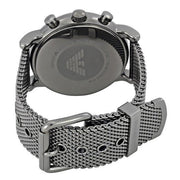  Shop Authentic Emporio Armani Chronograph Blue Dial Gun Metallic Mesh Bracelet Watch For Men - AR1979 - Luxxuri