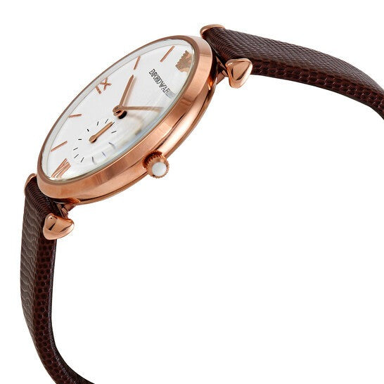  Shop Authentic Emporio Armani Analog White Dial Brown Leather Strap Watch For Men - AR9042 - Luxxuri