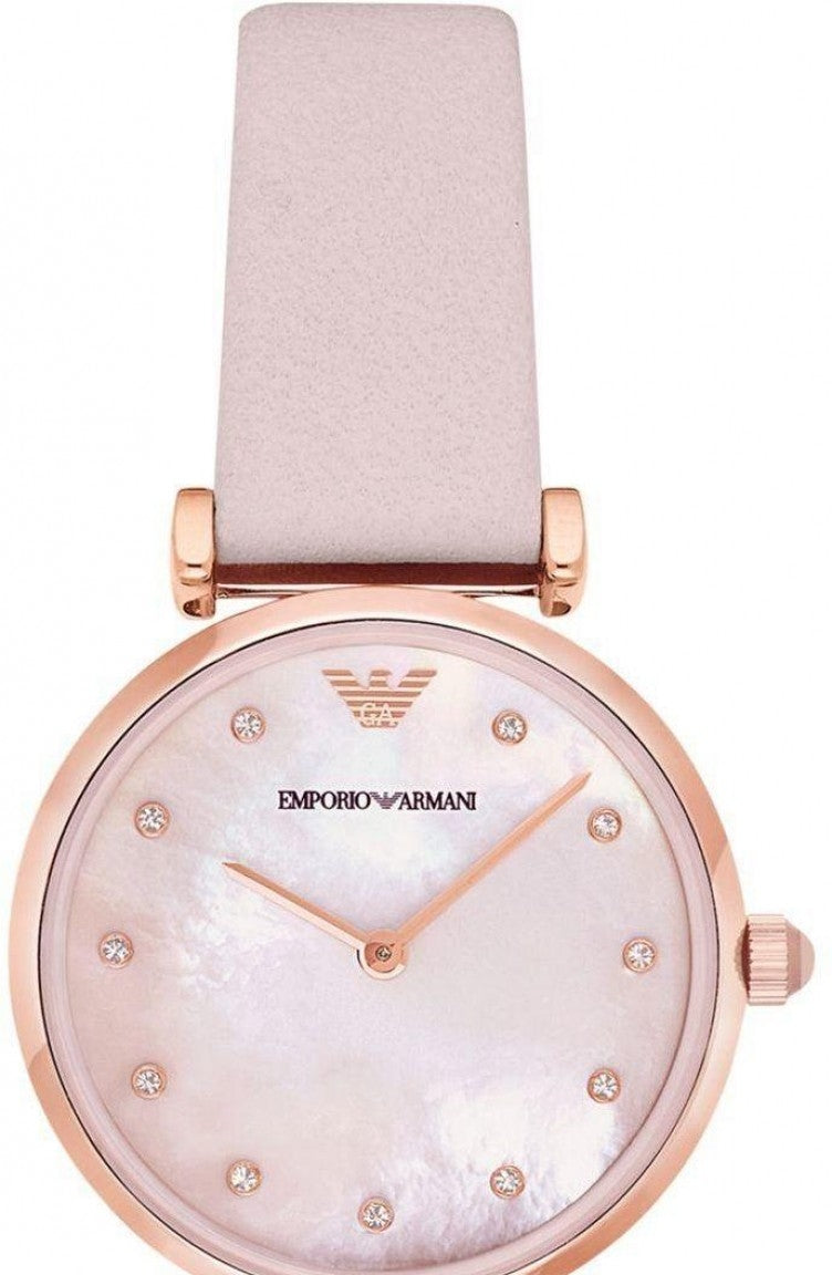  Shop Authentic Emporio Armani Gianni T Bar Mother Of Pearl Pink Dial Pink Leather Strap Watch For Women - AR1958 - Luxxuri