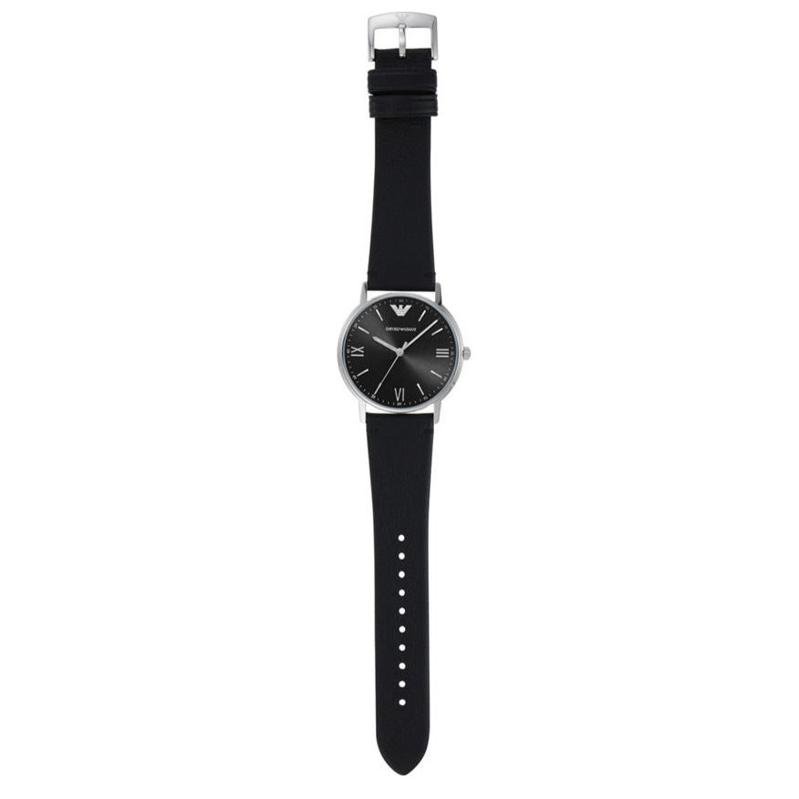  Shop Authentic Emporio Armani Kappa Analog Quartz Black Dial Black Leather Strap Watch For Men - AR11013 - Luxxuri