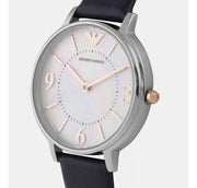  Shop Authentic Emporio Armani Kappa White Mother of Pearl Dial Black Leather Strap Watch For Women - AR2509 - Luxxuri