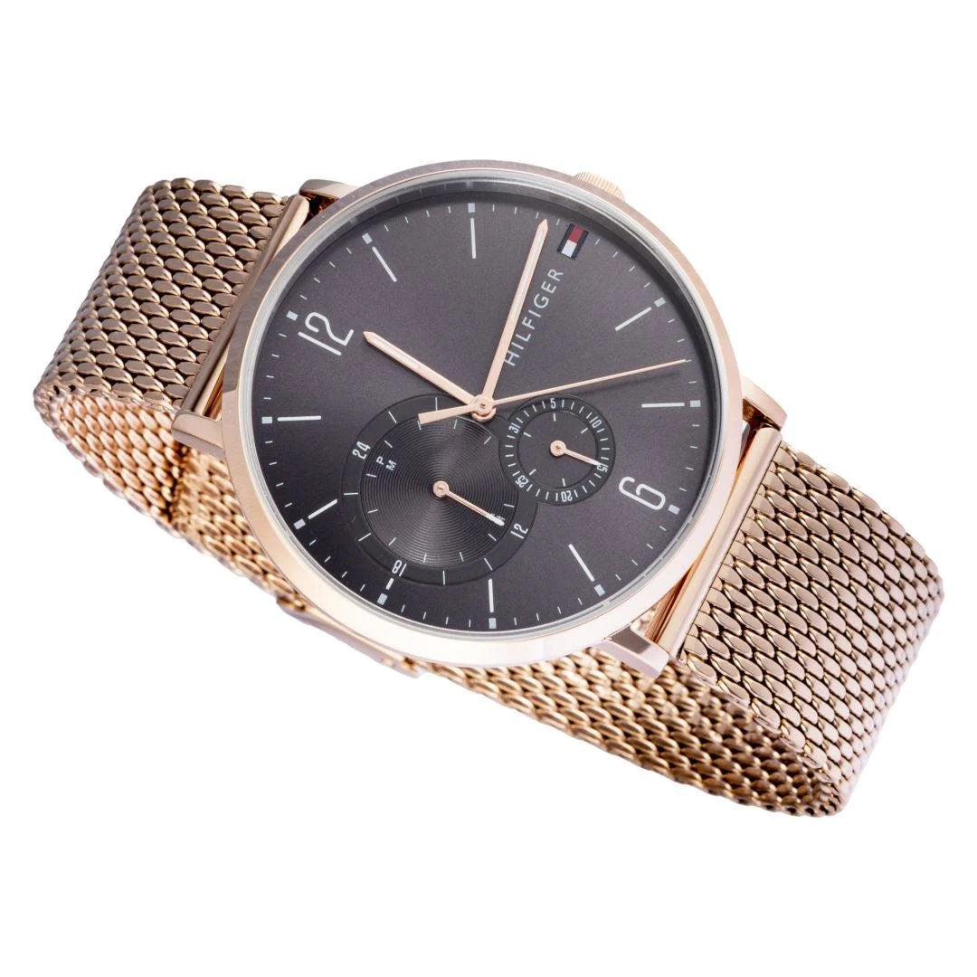  Shop Authentic Tommy Hilfiger Brooklyn Grey Dial Gold Mesh Bracelet Watch for Men - 1791506 - Luxxuri