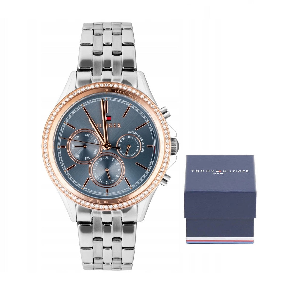  Shop Authentic Tommy Hilfiger Ari Diamonds Blue Dial Silver Steel Strap Watch for Women - 1781976 - Luxxuri