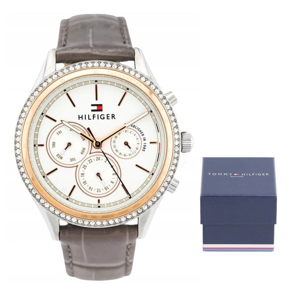  Shop Authentic Tommy Hilfiger Ari Diamonds White Dial Grey Leather Strap Watch for Women - 1781980 - Luxxuri