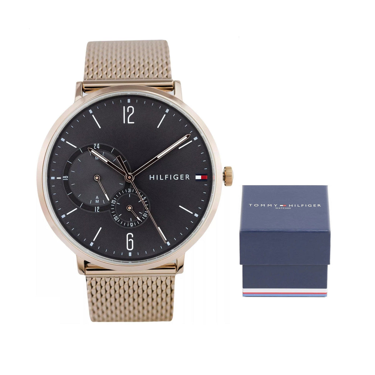  Shop Authentic Tommy Hilfiger Brooklyn Grey Dial Gold Mesh Bracelet Watch for Men - 1791506 - Luxxuri
