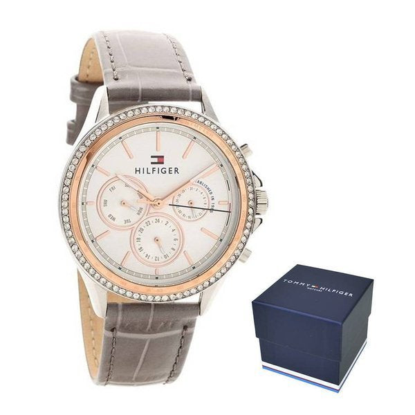  Shop Authentic Tommy Hilfiger Ari Diamonds White Dial Grey Leather Strap Watch for Women - 1781980 - Luxxuri