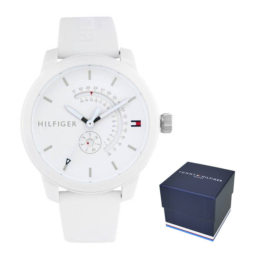  Shop Authentic Tommy Hilfiger Denim Analog White Dial White Rubber Strap Watch for Men - 1791481 - Luxxuri