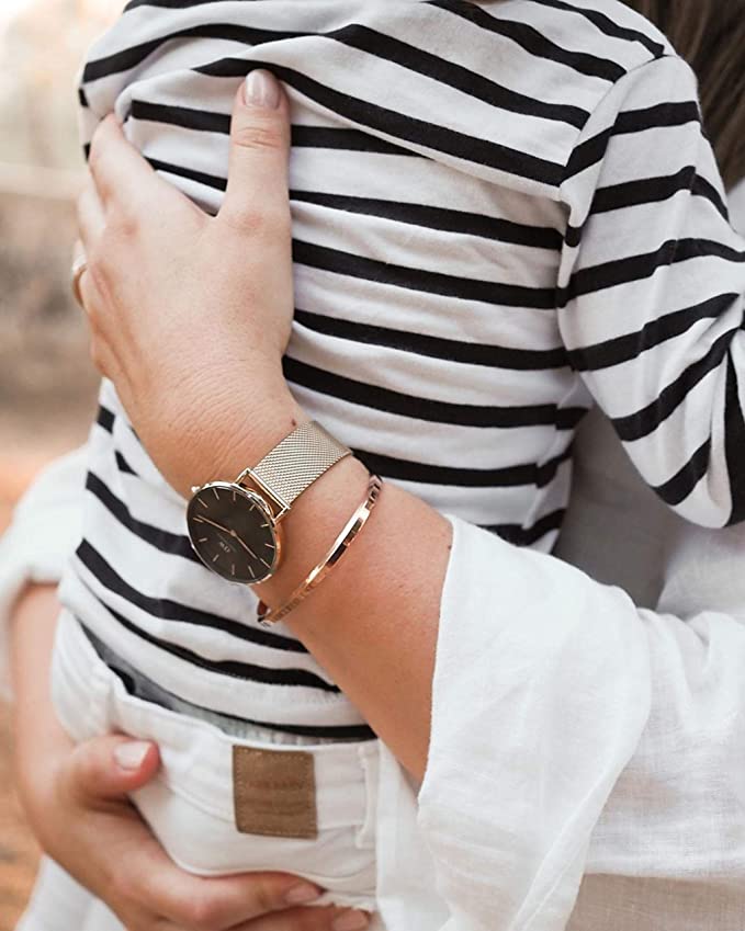  Shop Authentic Daniel Wellington Classic Petite Black Dial Gold Mesh Bracelet Watch For Women - DW00100347 - Luxxuri