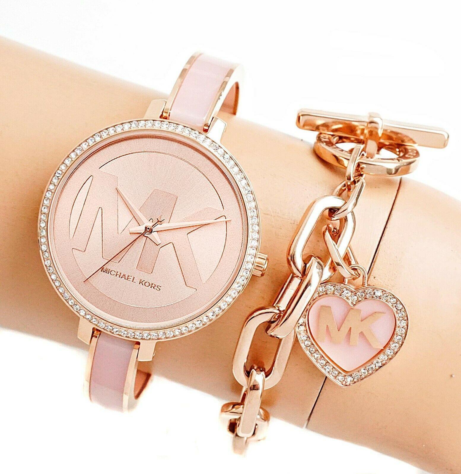  Shop Authentic Michael Kors Jaryn Analog Rose Gold Dial Pink Steel Strap Watch For Women - MK4545 - Luxxuri