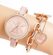  Shop Authentic Michael Kors Jaryn Analog Rose Gold Dial Pink Steel Strap Watch For Women - MK4545 - Luxxuri