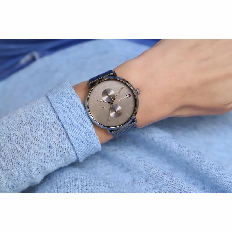  Shop Authentic Tommy Hilfiger Jenna Multifunction Grey Dial Grey Mesh Bracelet Watch For Women - 1781945 - Luxxuri