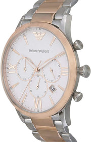  Shop Authentic Emporio Armani Giovanni Chronograph Quartz White Dial Two Tone Steel Strap Watch For Men - AR11209 - Luxxuri