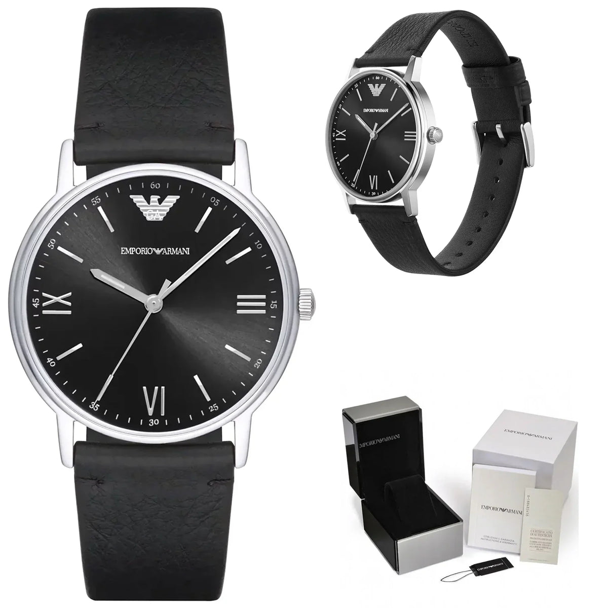  Shop Authentic Emporio Armani Kappa Analog Quartz Black Dial Black Leather Strap Watch For Men - AR11013 - Luxxuri