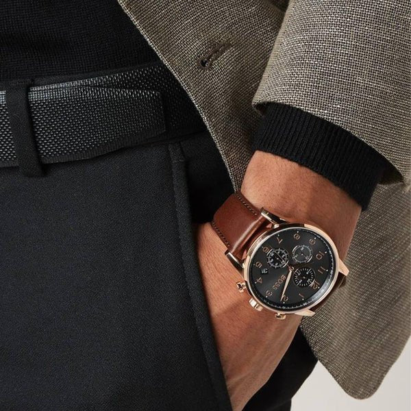  Shop Authentic Hugo Boss Navigator Grey Dial Brown Leather Strap Watch for Men - 1513494 - Luxxuri