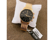  Shop Authentic Hugo Boss Navigator Black Dial Gold Steel Strap Watch for Men - 1513531 - Luxxuri