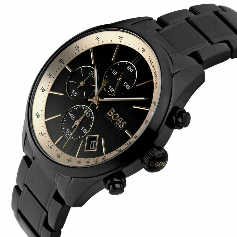  Shop Authentic Hugo Boss Grand Prix Black Dial Black Steel Strap Watch for Men - 1513578 - Luxxuri