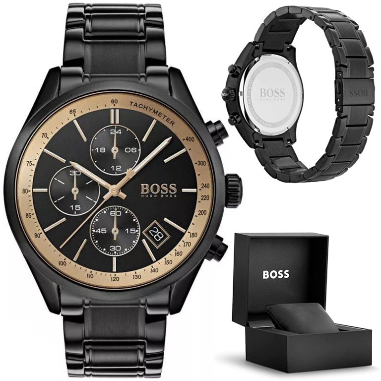  Shop Authentic Hugo Boss Grand Prix Black Dial Black Steel Strap Watch for Men - 1513578 - Luxxuri