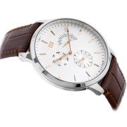  Shop Authentic Tommy Hilfiger Brad Chronograph White Dial Brown Leather Strap Watch For Men - 1710389 - Luxxuri