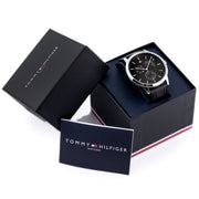  Shop Authentic Tommy Hilfiger Brad Chronograph Black Dial Black Leather Strap Watch For Men - 1710391 - Luxxuri
