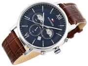  Shop Authentic Tommy Hilfiger Evan Chronograph Blue Dial Brown Leather Strap Watch for Men - 1710393 - Luxxuri