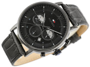  Shop Authentic Tommy Hilfiger Evan Black Dial Black Leather Strap Watch for Men - 1710395 - Luxxuri