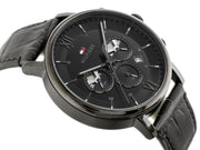  Shop Authentic Tommy Hilfiger Evan Black Dial Black Leather Strap Watch for Men - 1710395 - Luxxuri