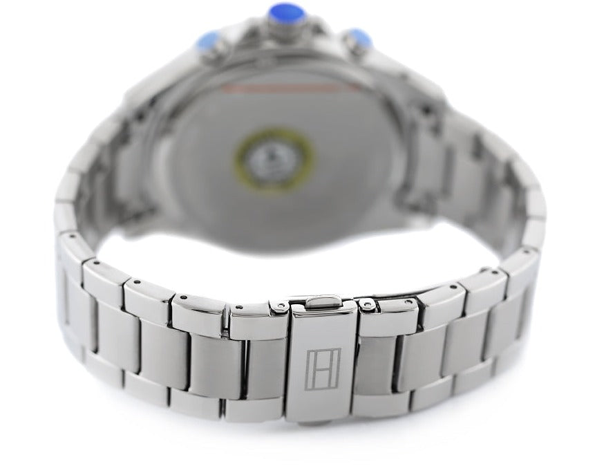  Shop Authentic Tommy Hilfiger Luke Chronograph Black Dial Silver Steel Strap Watch for Men - 1791122 - Luxxuri
