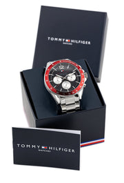  Shop Authentic Tommy Hilfiger Luke Chronograph Black Dial Silver Steel Strap Watch for Men - 1791122 - Luxxuri