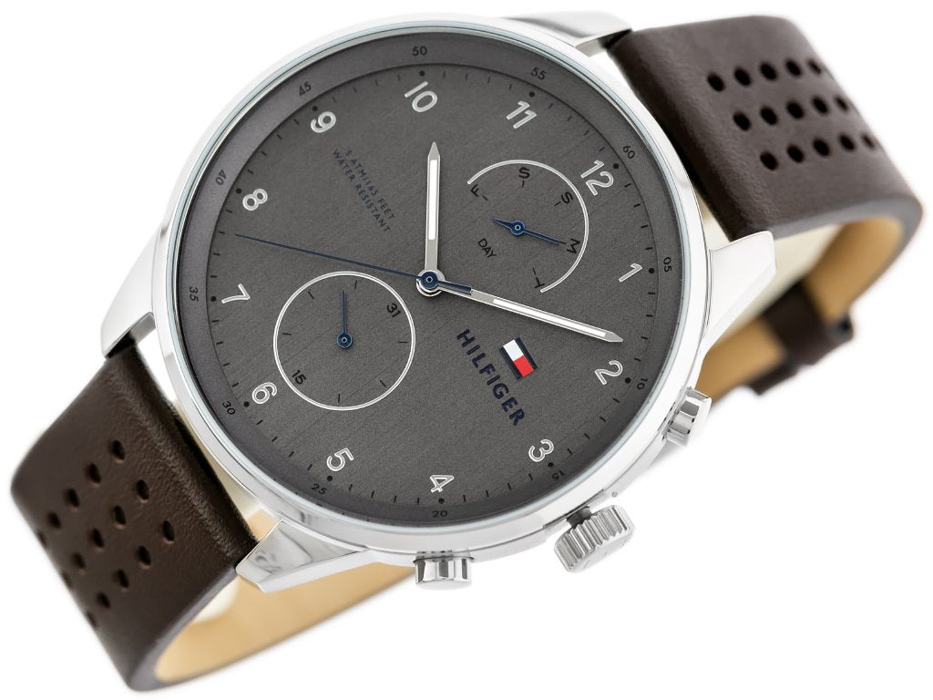  Shop Authentic Tommy Hilfiger Chase Quartz Brown Dial Brown Leather Strap Watch for Men - 1791579 - Luxxuri