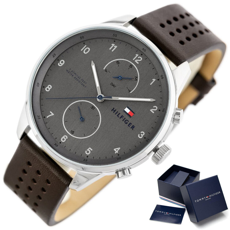  Shop Authentic Tommy Hilfiger Chase Quartz Brown Dial Brown Leather Strap Watch for Men - 1791579 - Luxxuri
