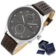  Shop Authentic Tommy Hilfiger Chase Quartz Brown Dial Brown Leather Strap Watch for Men - 1791579 - Luxxuri