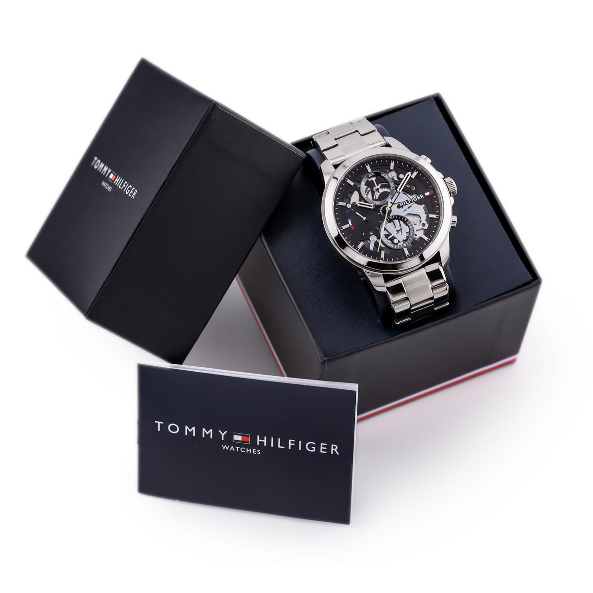  Shop Authentic Tommy Hilfiger Henry Chronograph Black Dial Silver Steel Strap Watch For Men - 1710477 - Luxxuri