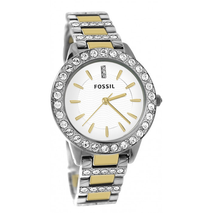  Shop Authentic Fossil Jesse Crystals White Dial Two Tone Steel Strap Watch for Women - ES2409 - Luxxuri