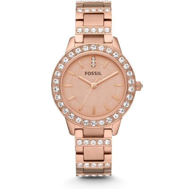 Shop Authentic Fossil Jesse Crystal Rose Gold Dial Rose Gold Steel Strap Watch for Women - ES3020 - Luxxuri