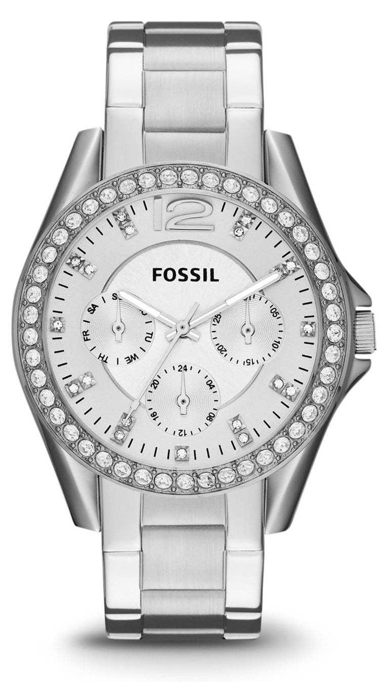  Shop Authentic Fossil Riley Multifunction Silver Dial Silver Steel Strap Watch for Women - ES3202 - Luxxuri