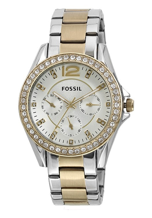  Shop Authentic Fossil Riley White Dial Two Tone Steel Strap Watch for Women - ES3204 - Luxxuri