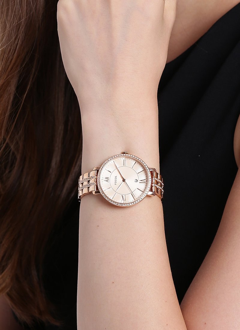  Shop Authentic Fossil Jacqueline Rose Gold Dial Rose Gold Steel Strap Watch for Women - ES3546 - Luxxuri