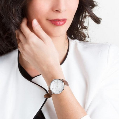  Shop Authentic Fossil Jacqueline White Dial Brown Leather Strap Watch for Women - ES3708 - Luxxuri