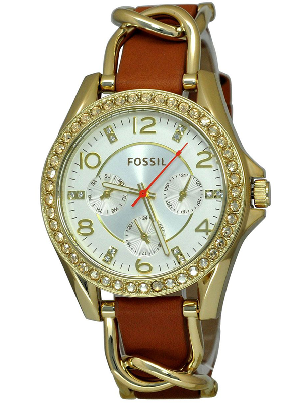  Shop Authentic Fossil Riley Multifunction White Dial Orange Leather Strap Watch for Women - ES3723 - Luxxuri